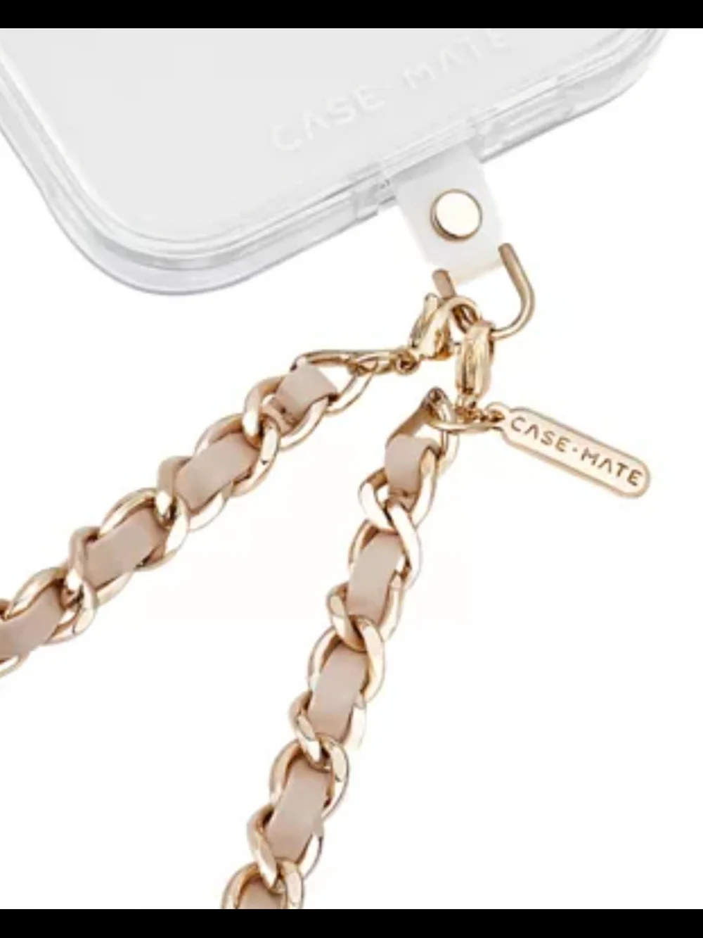 case-mate Gold Chain Wrist Lanyard with Blush Leather